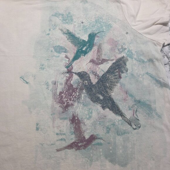 Sonoma 2x White Green Hummingbird Crewneck Shortsleeve Casual Summer T-Shirt - Picture 7 of 8